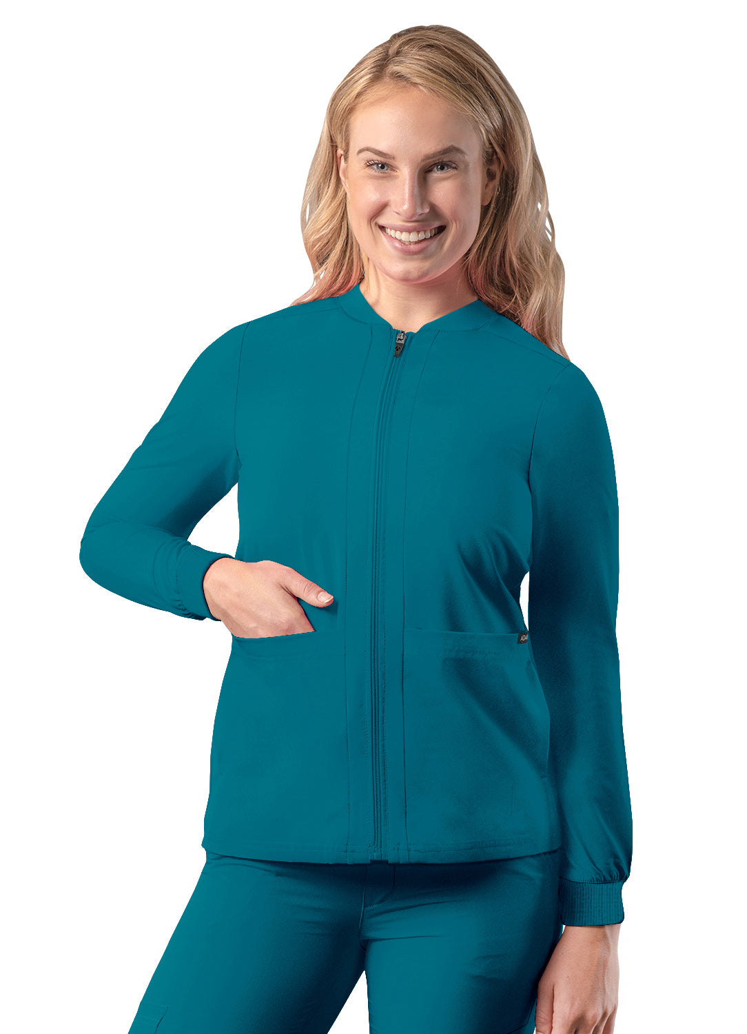 Adar Addition Women's Bomber Scrub Jacket with Zipper