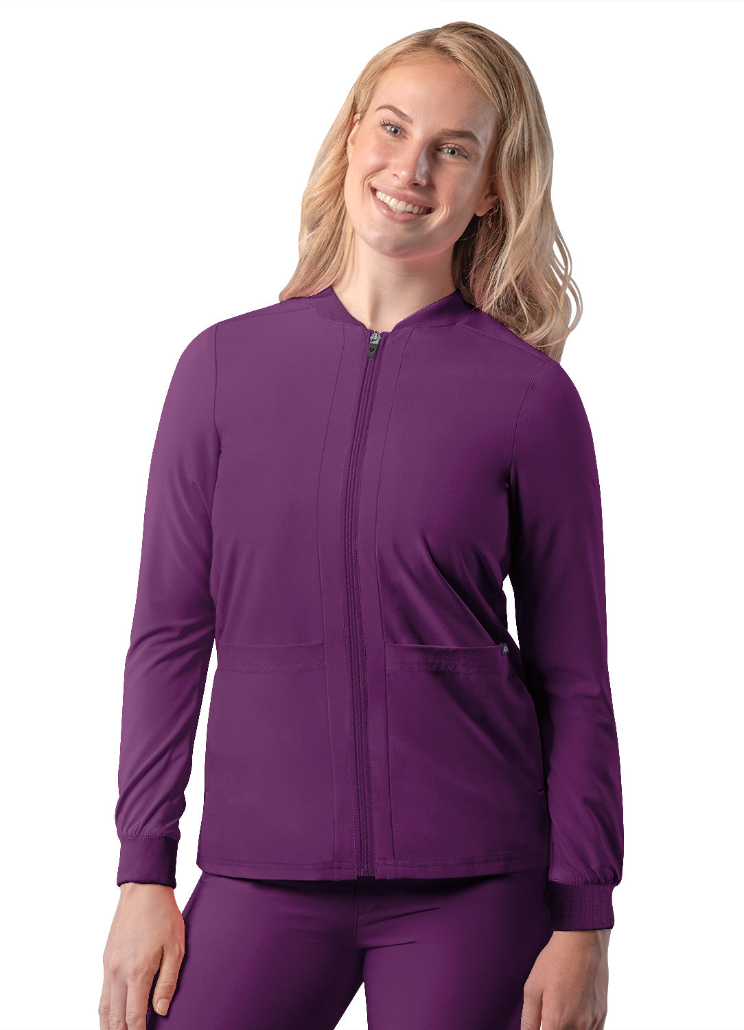 Adar Addition Women's Bomber Scrub Jacket with Zipper