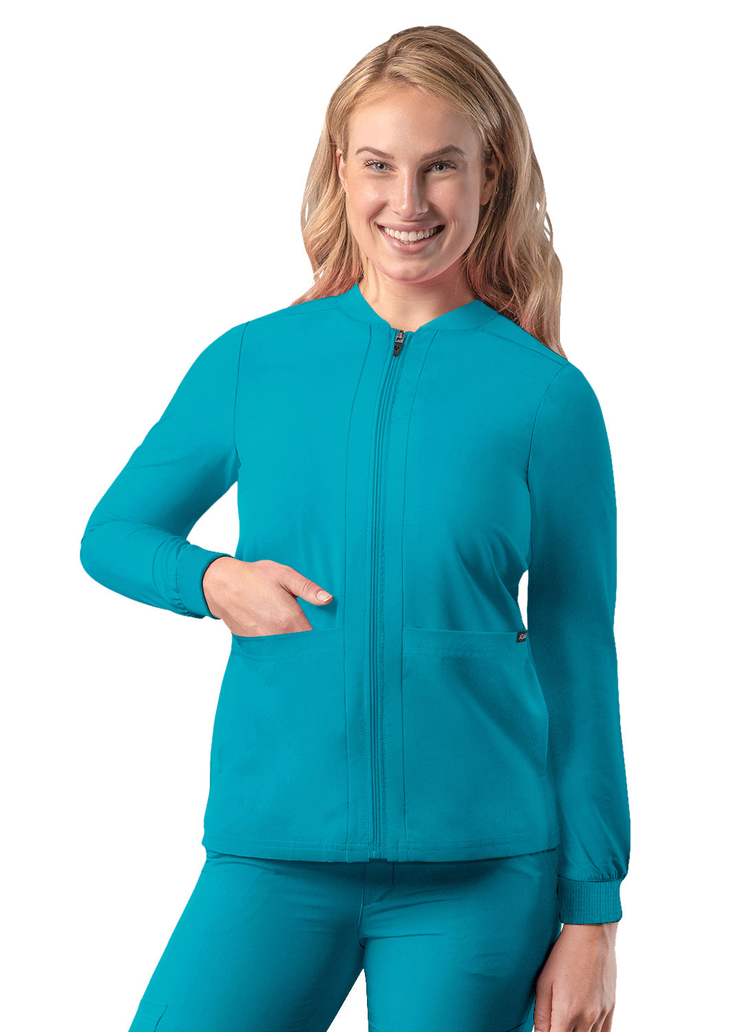 Adar Addition Women's Bomber Scrub Jacket with Zipper