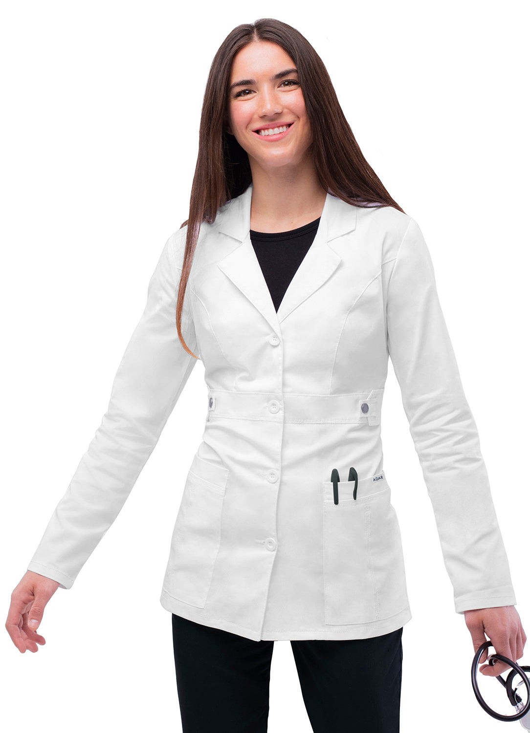 Adar Universal Stretch 28" Women's Tab Waist Lab Coat. 2X-3X