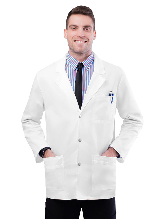 Adar Universal-Stretch 31" Men's Snap Front Lab Coat. XXS-XL