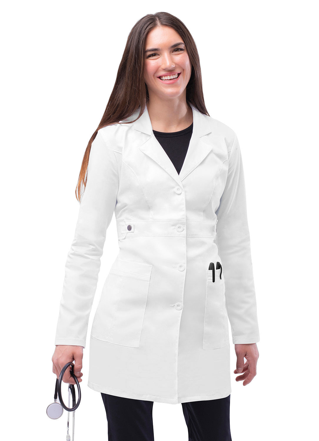 Adar Universal Stretch 36" Women Tab-Waist Lab Coat. XXS-XL