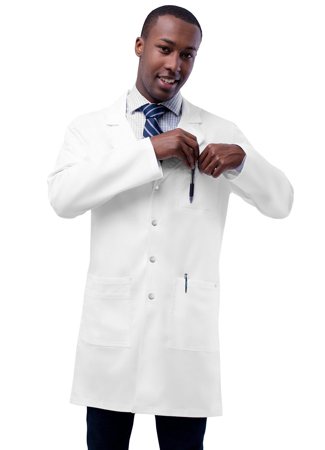 Adar Universal-Stretch Men's 36" Snap Front Lab Coat. XXS-XL