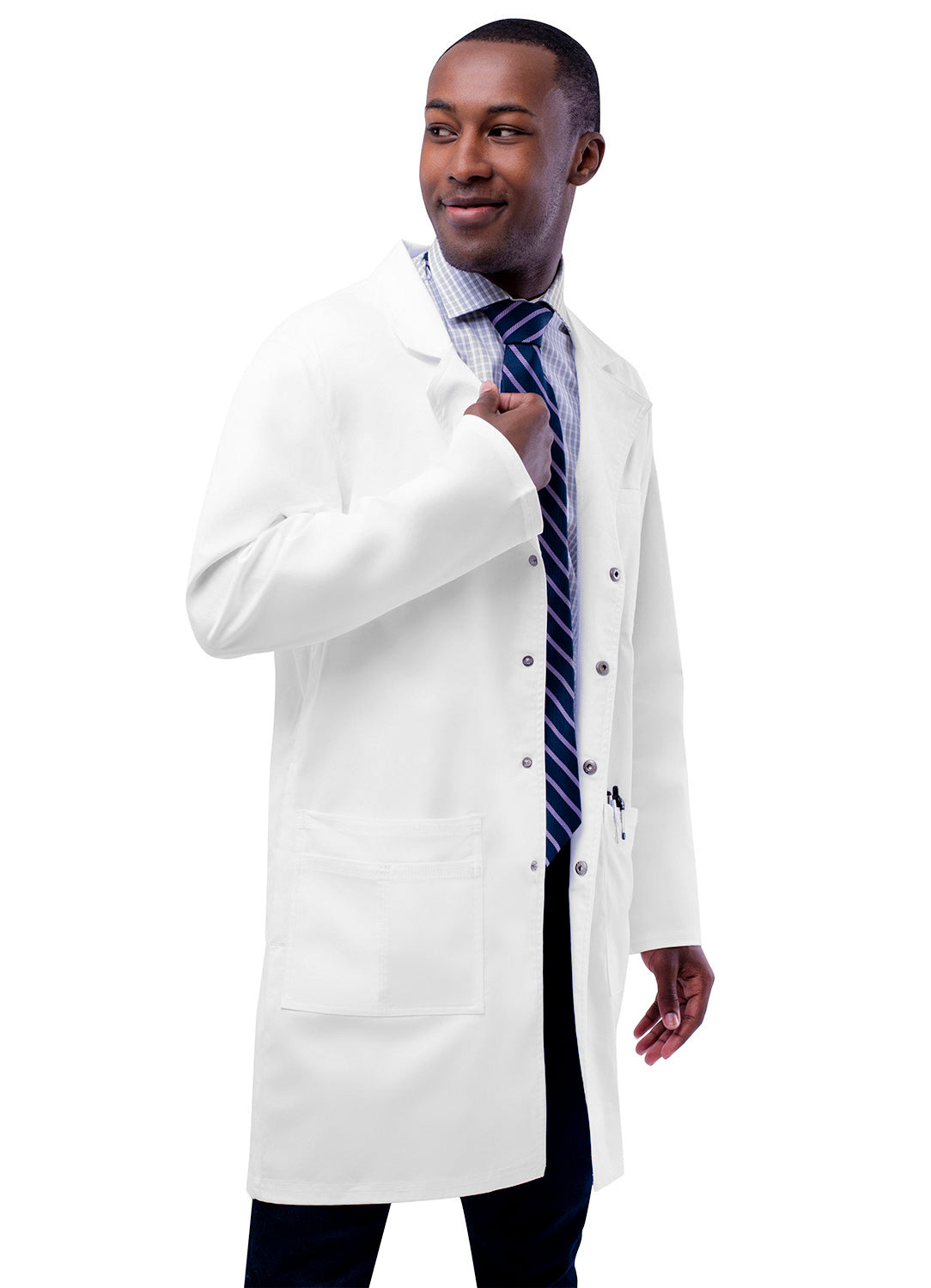 Adar Universal-Stretch Men's 36" Snap Front Lab Coat. XXS-XL