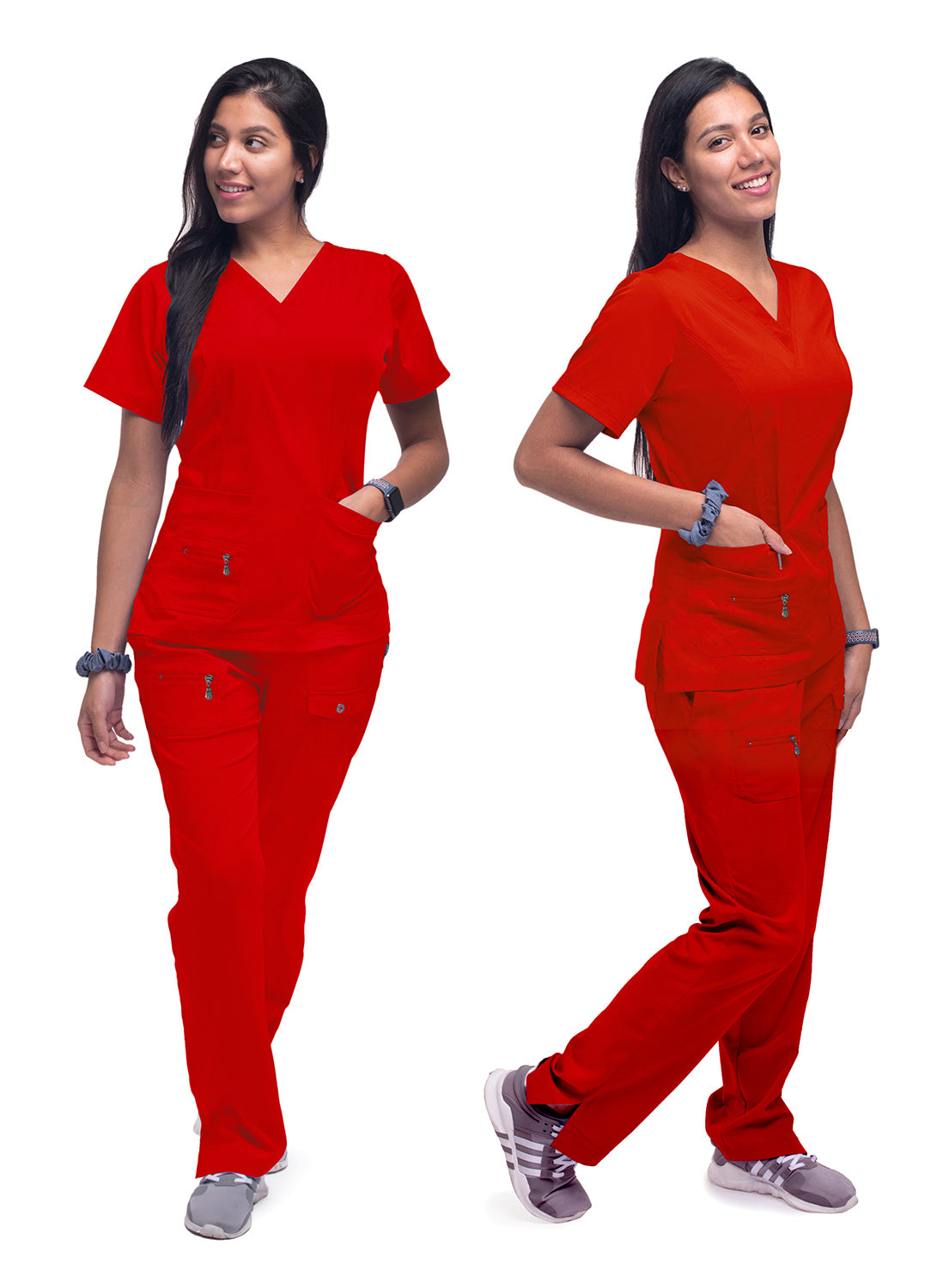 The Adar Pro Breakthrough Plus Scrub Set tailored for women consists of an Enhanced V-Neck Top and Multi Pocket Pants. XXS-XS