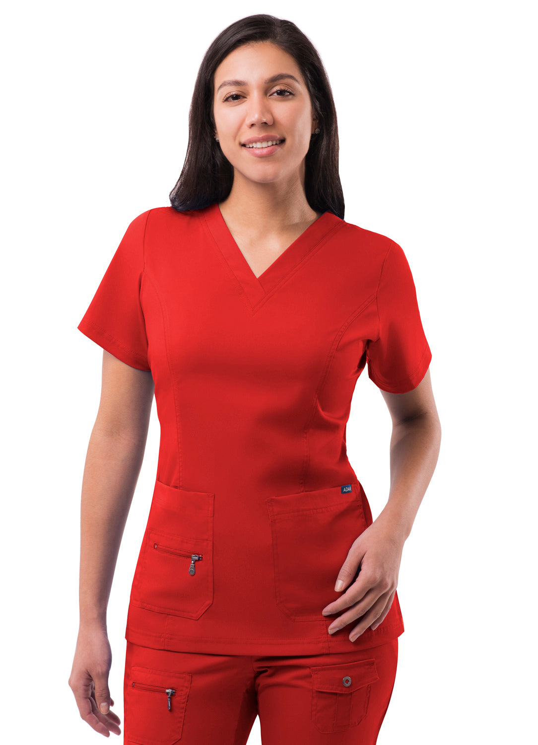 The Adar Pro Breakthrough Plus Scrub Set tailored for women consists of an Enhanced V-Neck Top and Multi Pocket Pants. XXS-XS