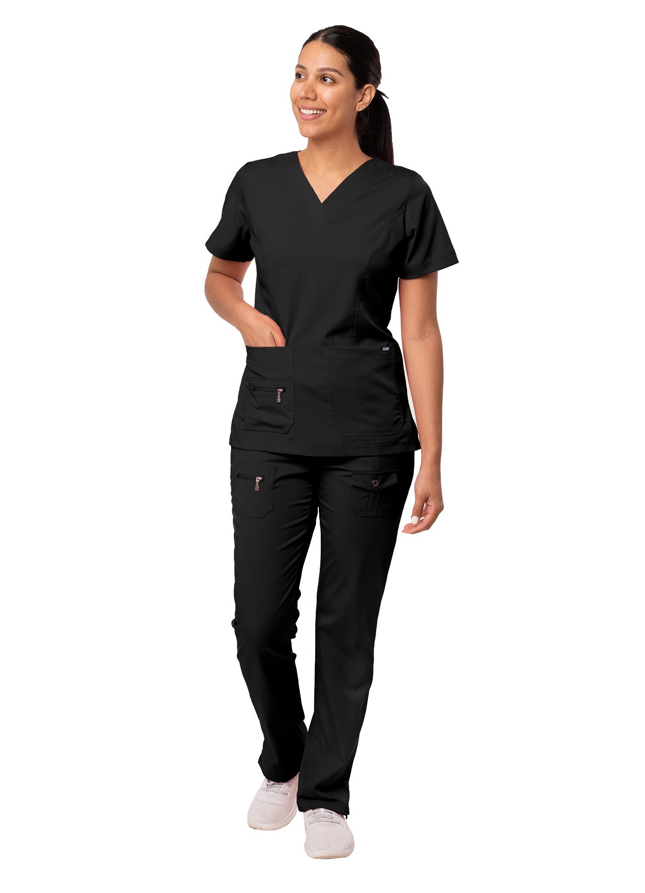 The Adar Pro Breakthrough Plus Scrub Set tailored for women consists of an Enhanced V-Neck Top and Multi Pocket Pants. 2X-3X