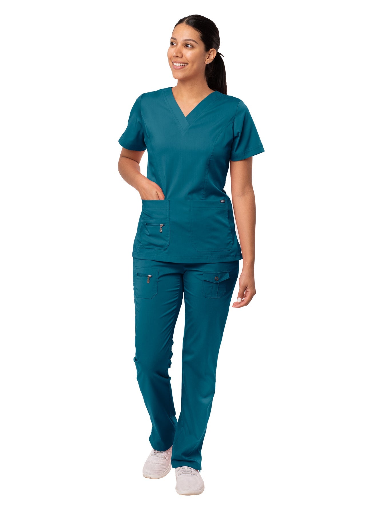 The Adar Pro Breakthrough Plus Scrub Set tailored for women consists of an Enhanced V-Neck Top and Multi Pocket Pants. S-XL