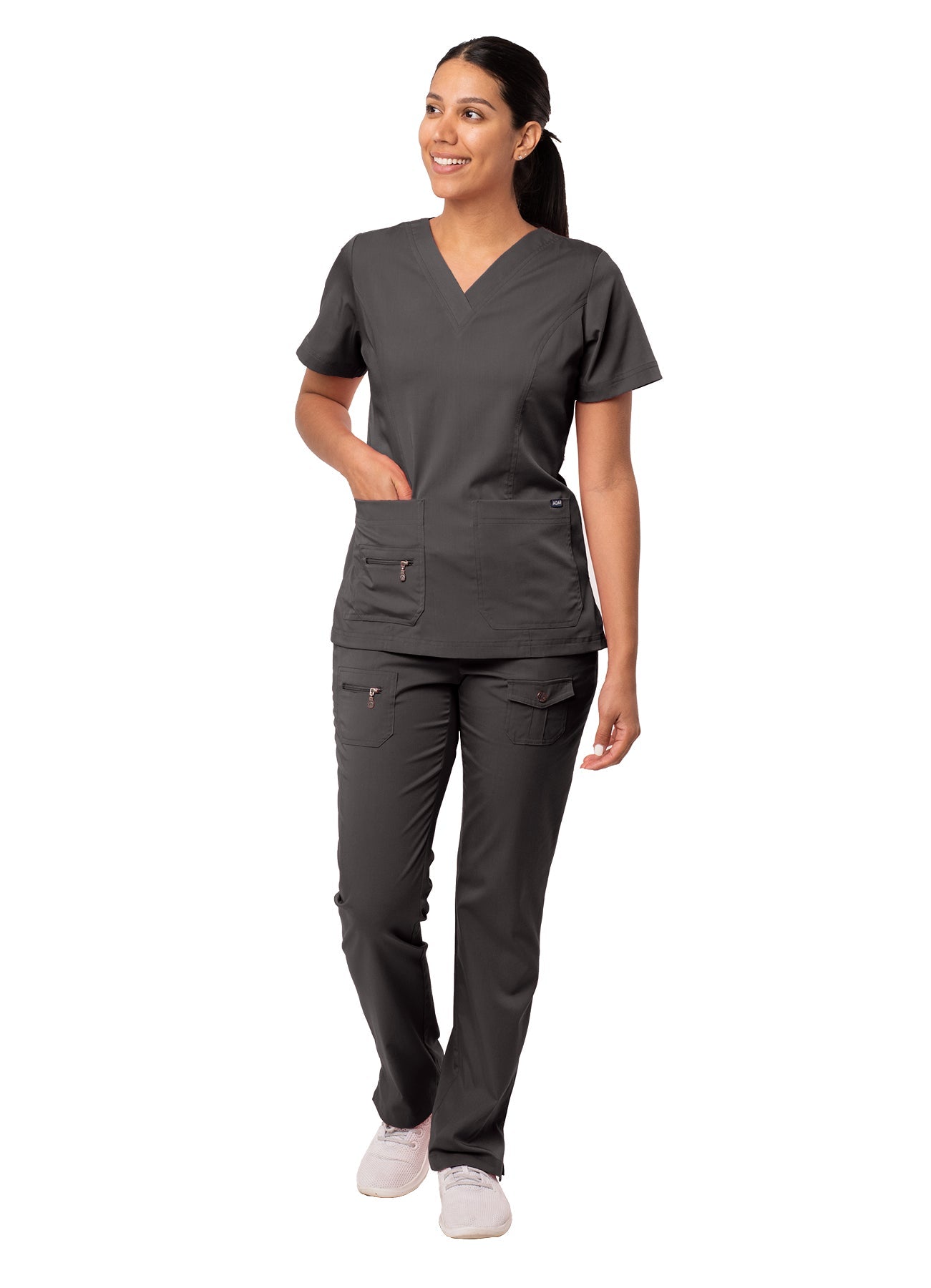 The Adar Pro Breakthrough Plus Scrub Set tailored for women consists of an Enhanced V-Neck Top and Multi Pocket Pants. 2X-3X