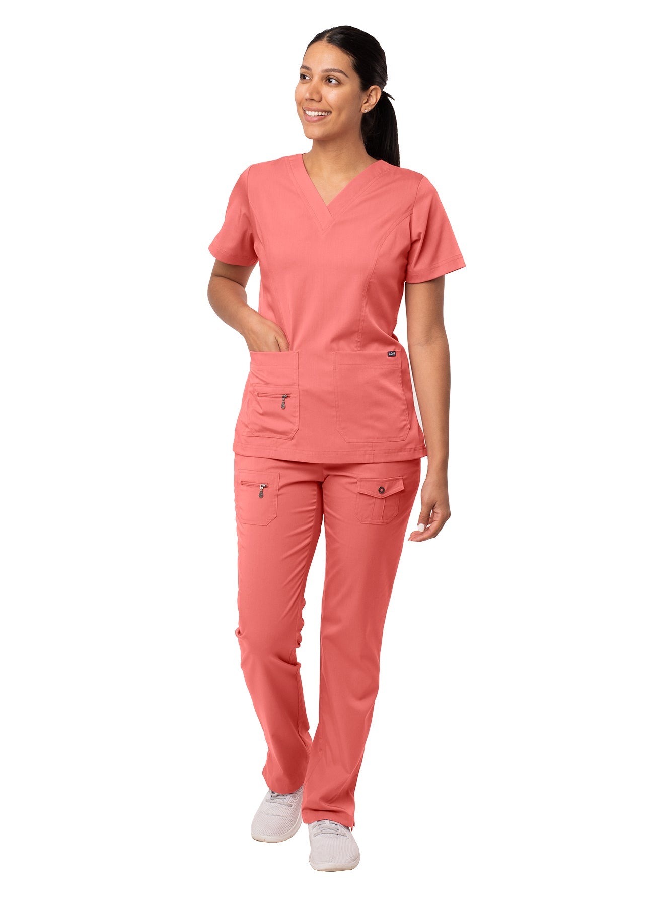 The Adar Pro Breakthrough Plus Scrub Set tailored for women consists of an Enhanced V-Neck Top and Multi Pocket Pants. S-XL