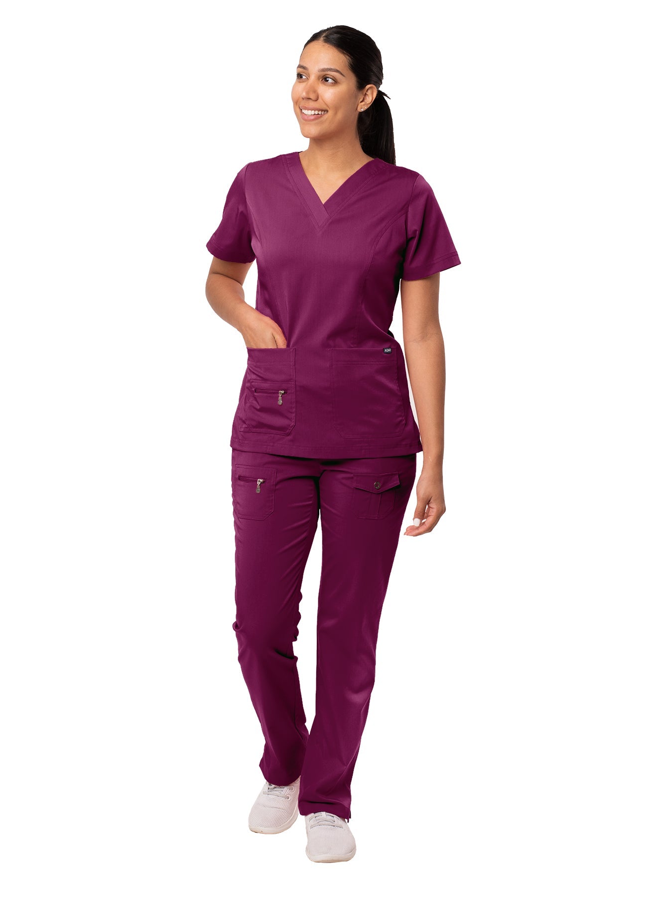 The Adar Pro Breakthrough Plus Scrub Set tailored for women consists of an Enhanced V-Neck Top and Multi Pocket Pants. 2X-3X