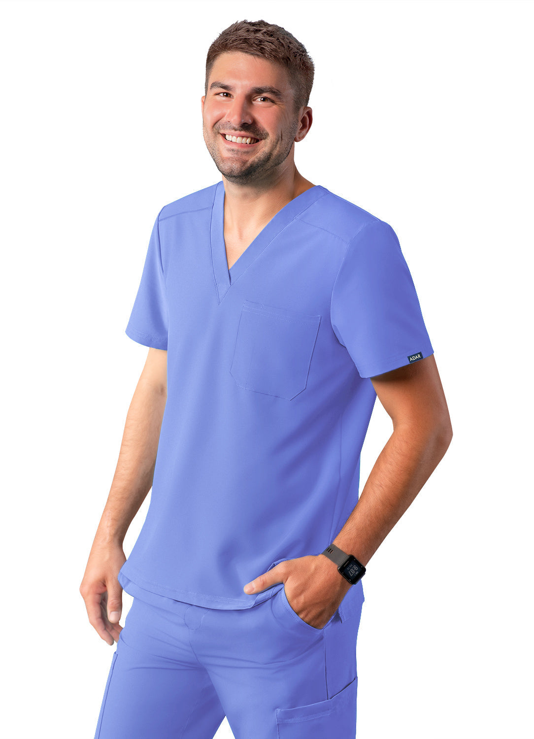 Adar Addition Men's Classic V-Neck Scrub Top (2X-3X)