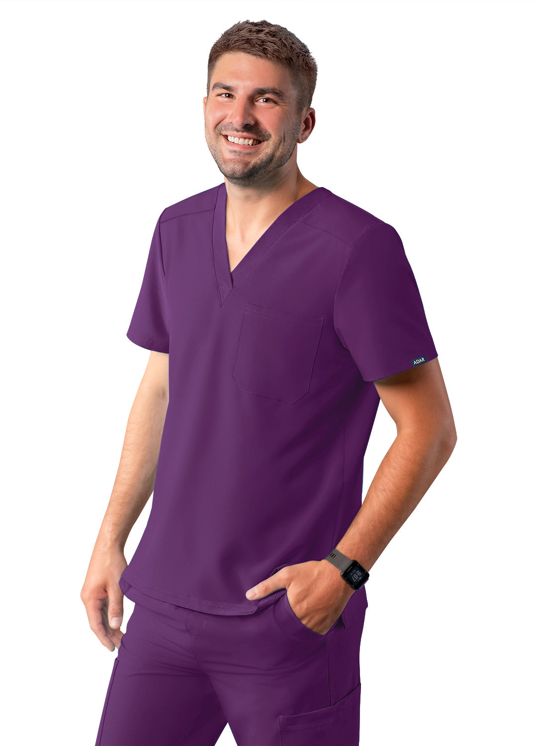 Adar Addition Men's Classic V-Neck Scrub Top (2X-3X)