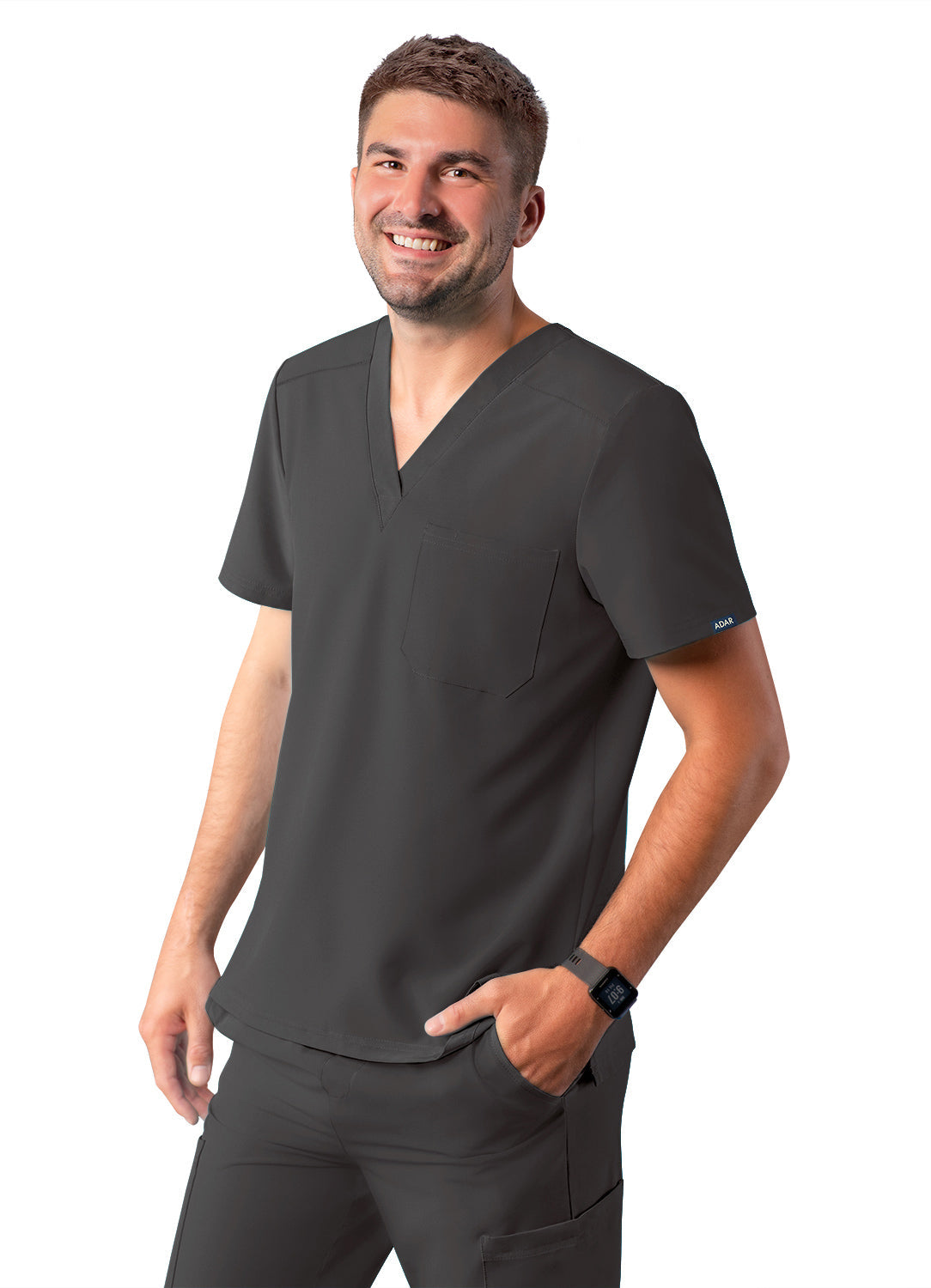 Adar Addition Men's Classic V-Neck Scrub Top (2X-3X)