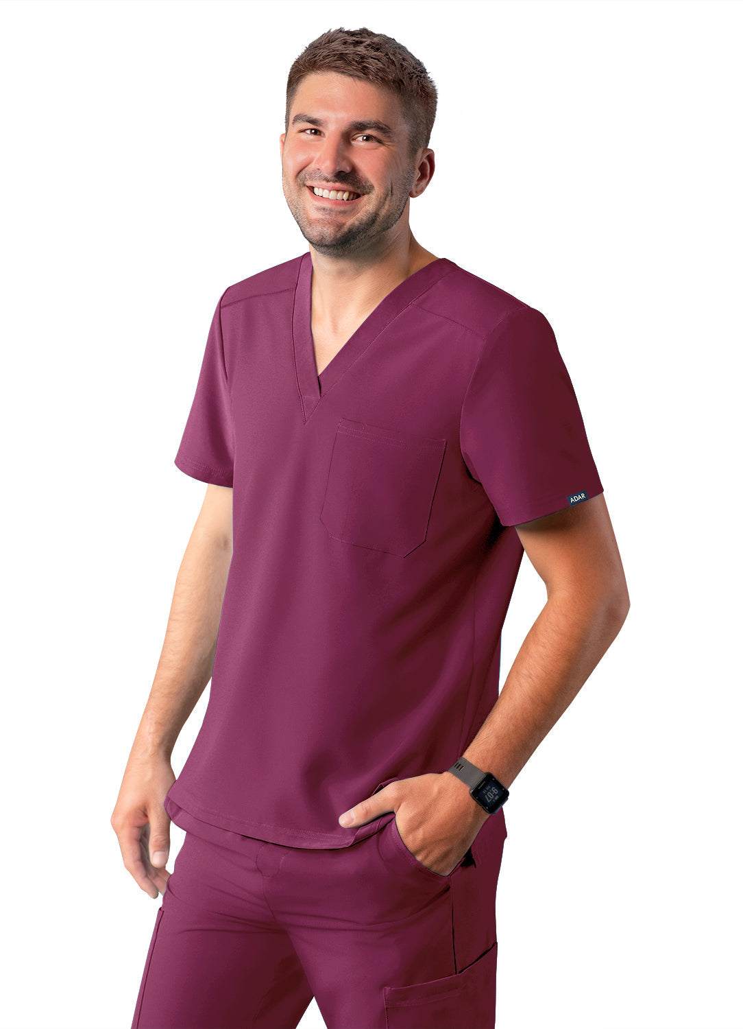 Adar Addition Men's Classic V-Neck Scrub Top (2X-3X)