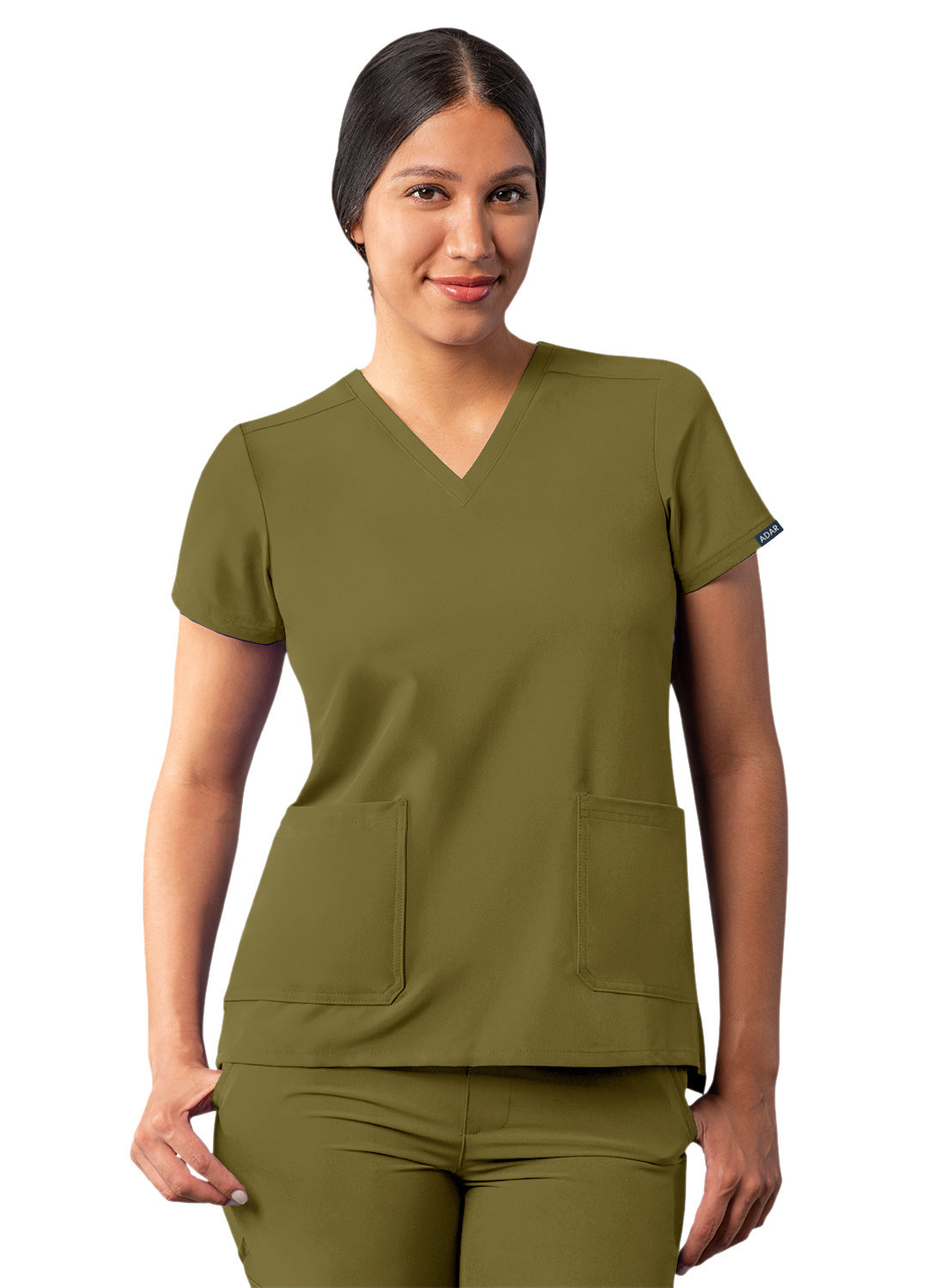 Adar Addition Women's Modern V-Neck Scrub Top  (2X-3X)