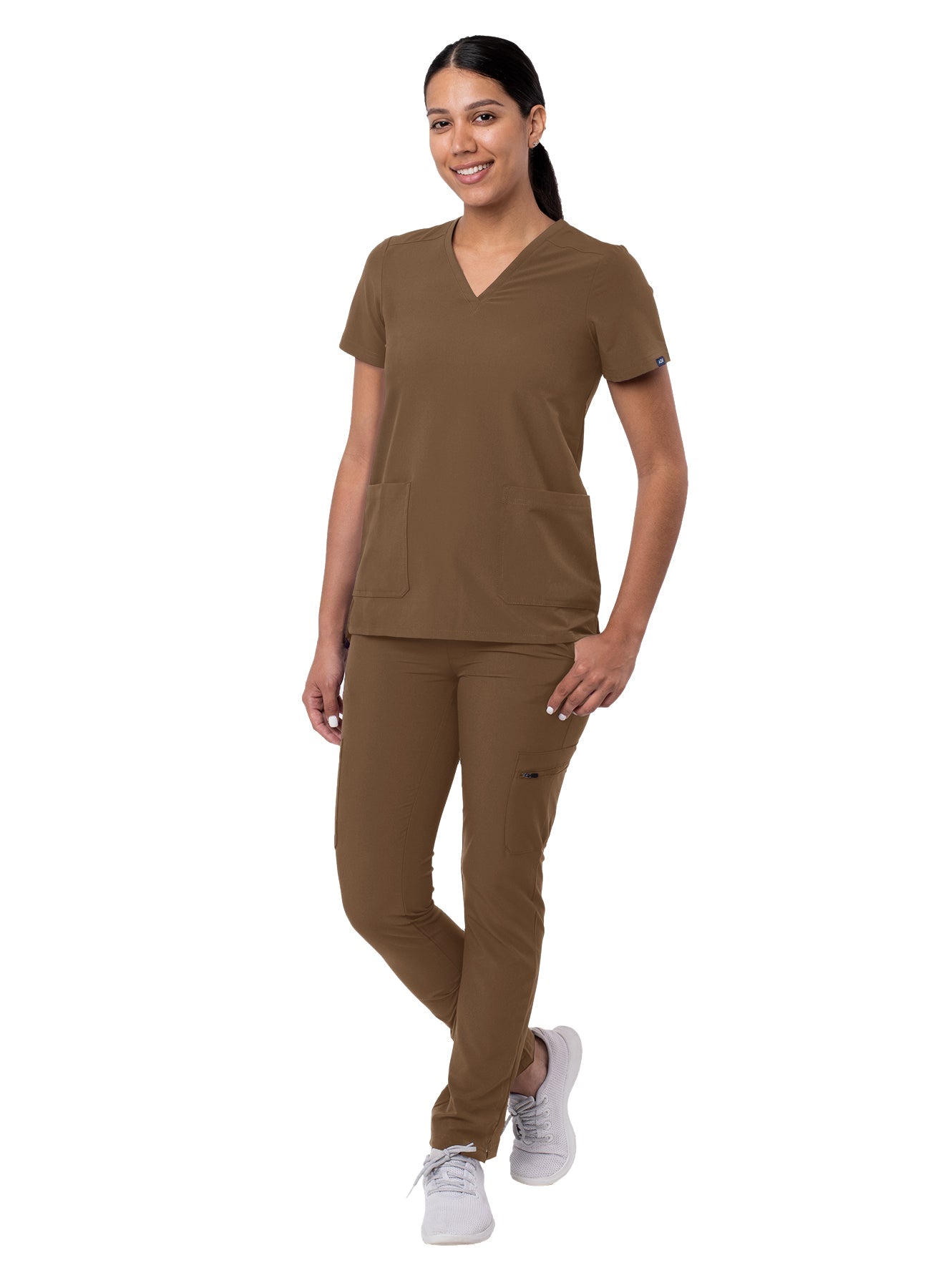 Adar Addition Go-Basic Women's Scrub Set - Slim V-Neck Scrub Top and Skinny Cargo Scrub Pants 2X-3X