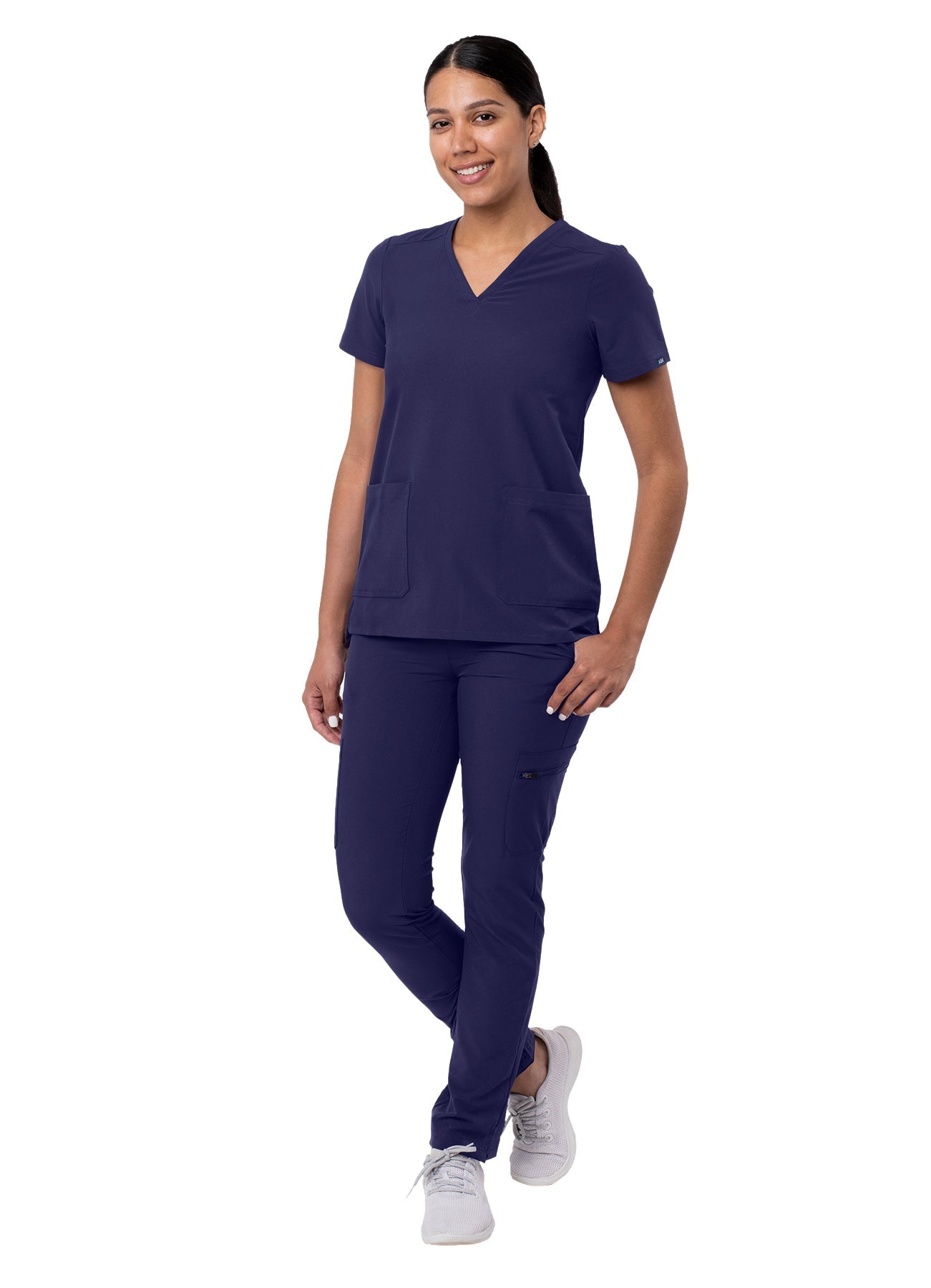 Adar Addition Go-Basic Women's Scrub Set - Slim V-Neck Scrub Top and Skinny Cargo Scrub Pants 2X-3X