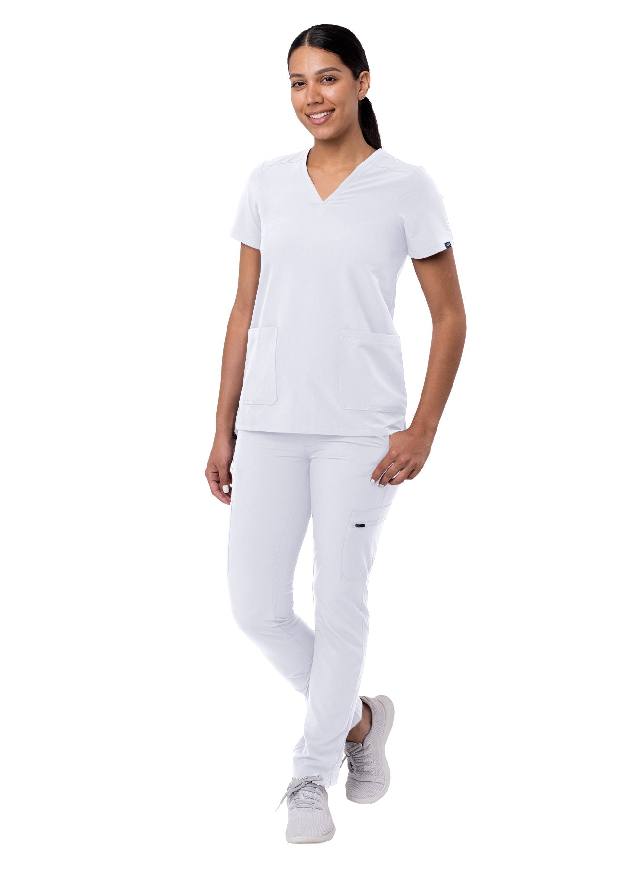 Adar Addition Go-Basic Women's Scrub Set - Slim V-Neck Scrub Top and Skinny Cargo Scrub Pants 2X-3X