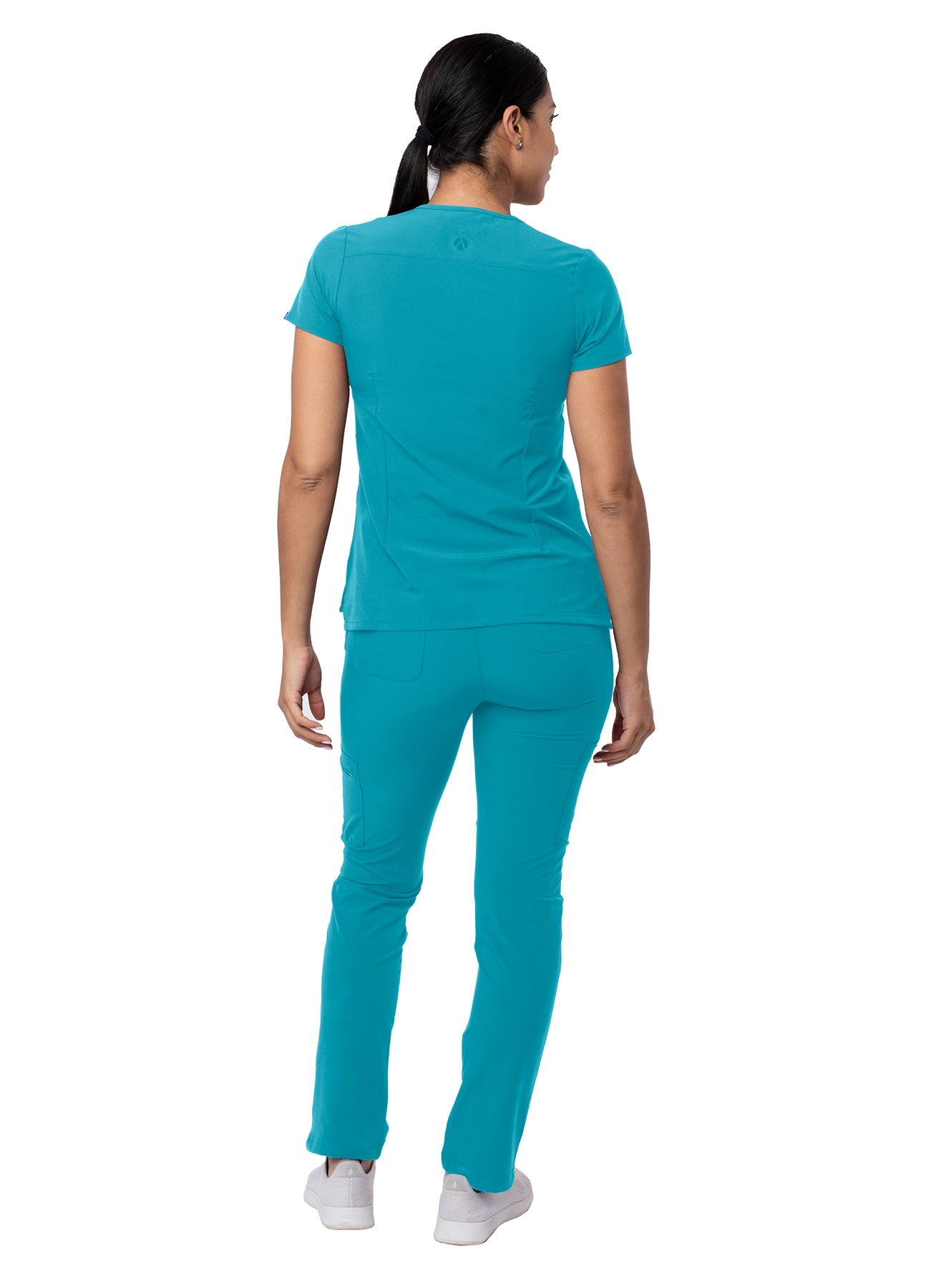 Adar Addition Go-Higher Women's Scrub Set - Notched V-Neck Scrub Top and Skinny Cargo Scrub Pants (2X-3X)