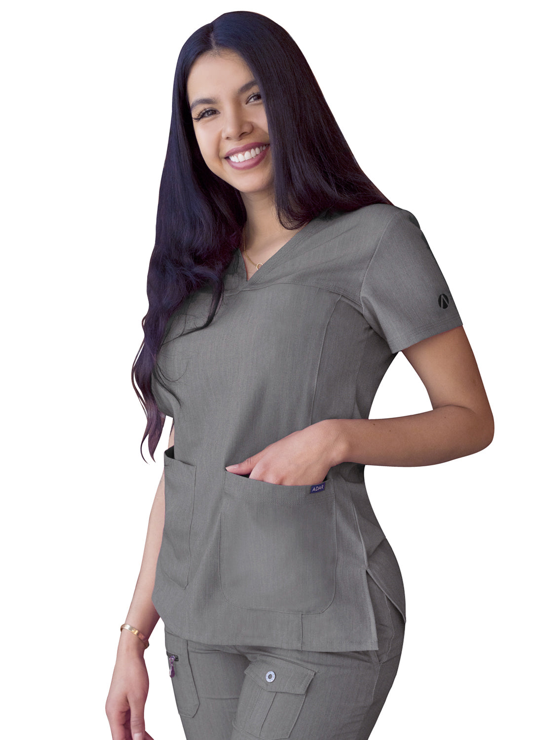 Adar Pro Heather Women's Sweetheart V-Neck Scrub Top (2X-5X)