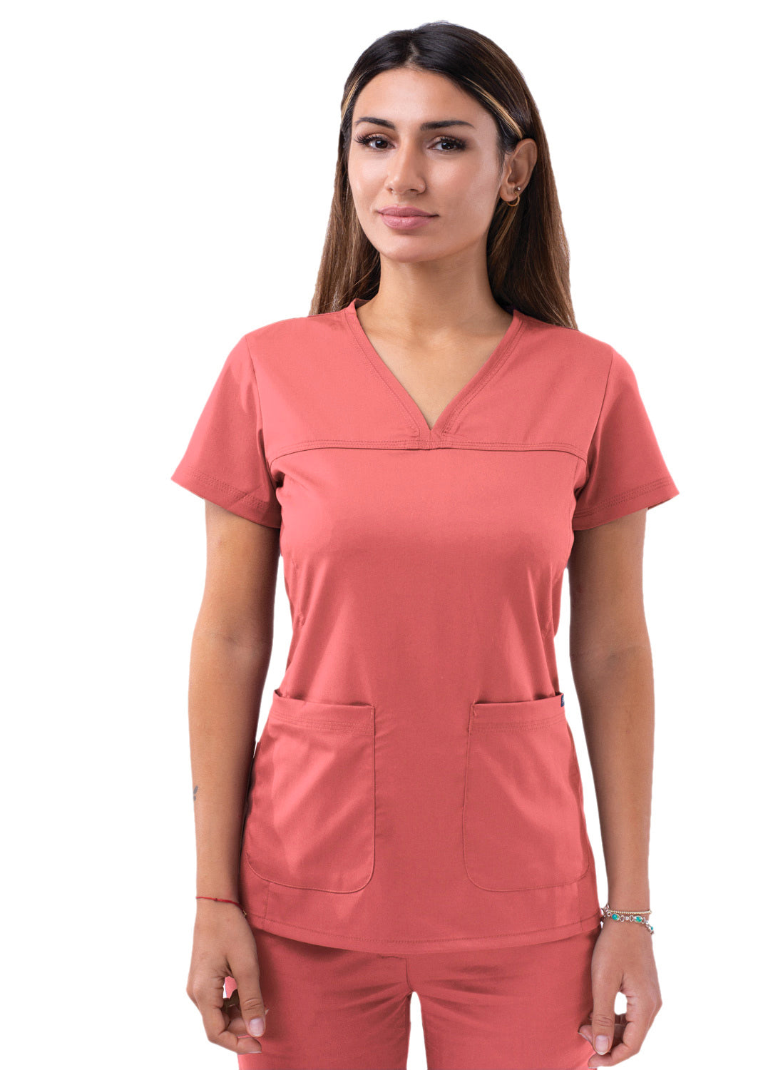 Adar Pro Women's Sweetheart V-Neck Scrub Top. 2X-3X