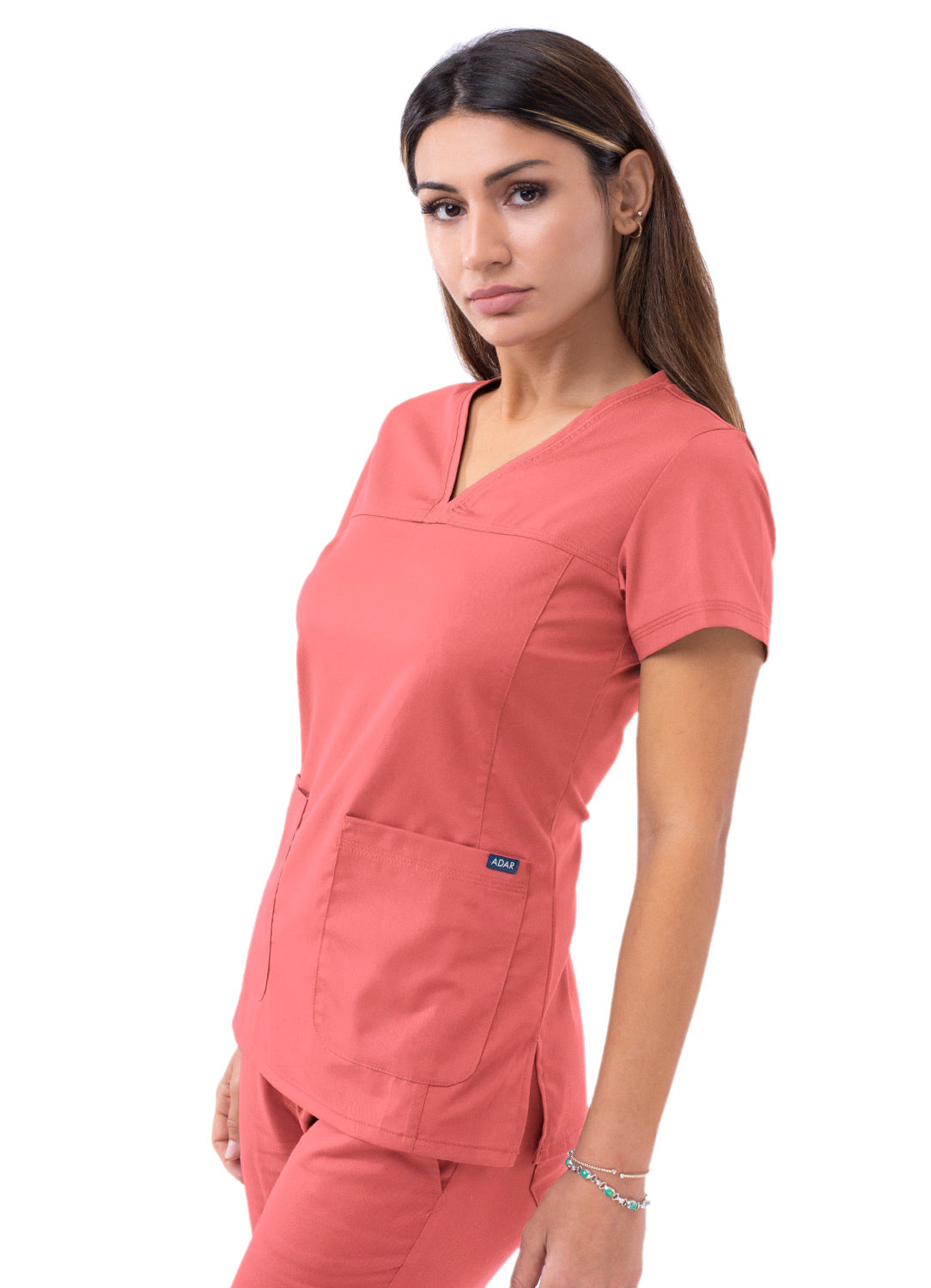 Adar Pro Women's Sweetheart V-Neck Scrub Top. 2X-3X