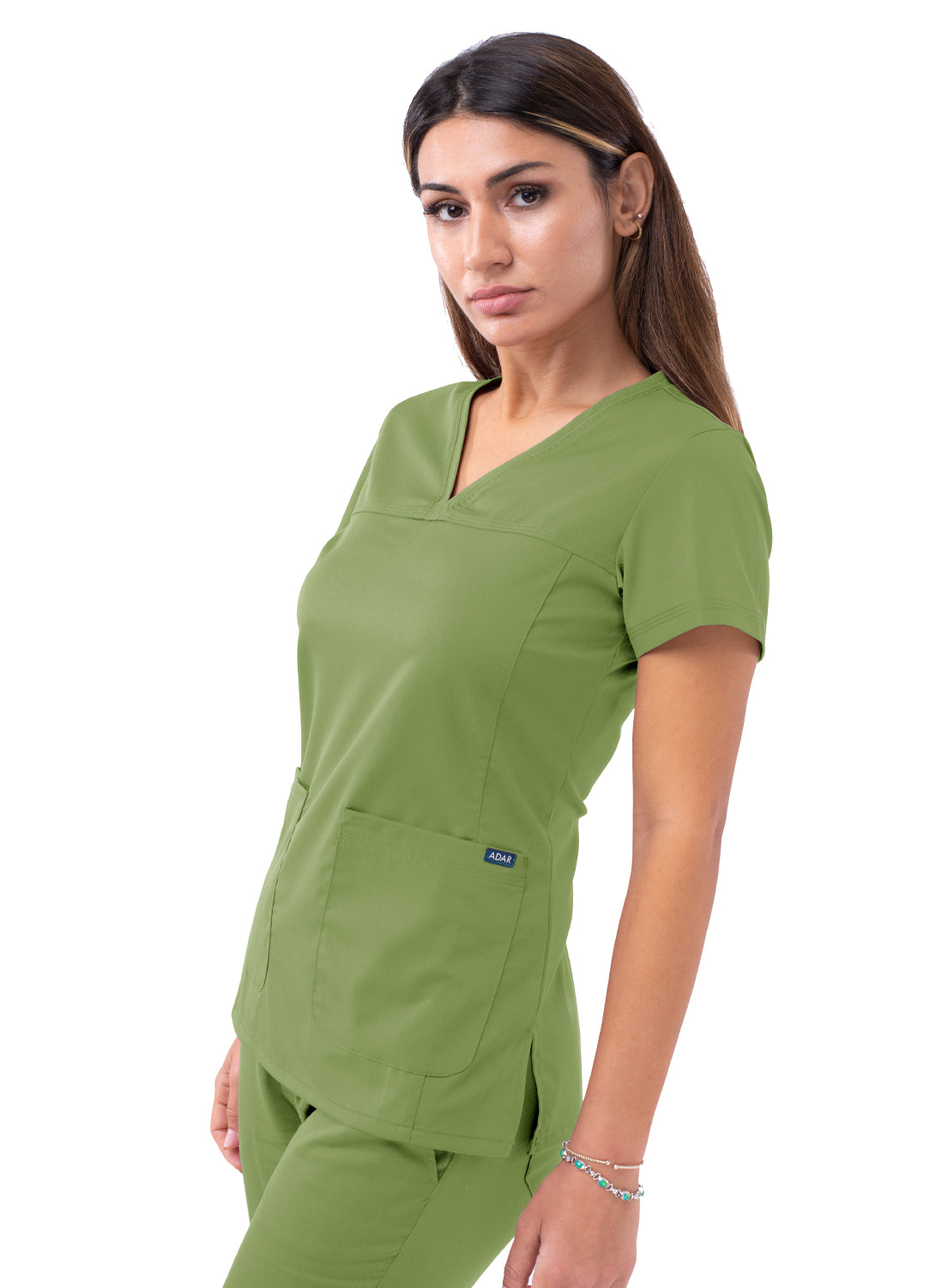 Adar Pro Women's Sweetheart V-Neck Scrub Top. 2X-3X