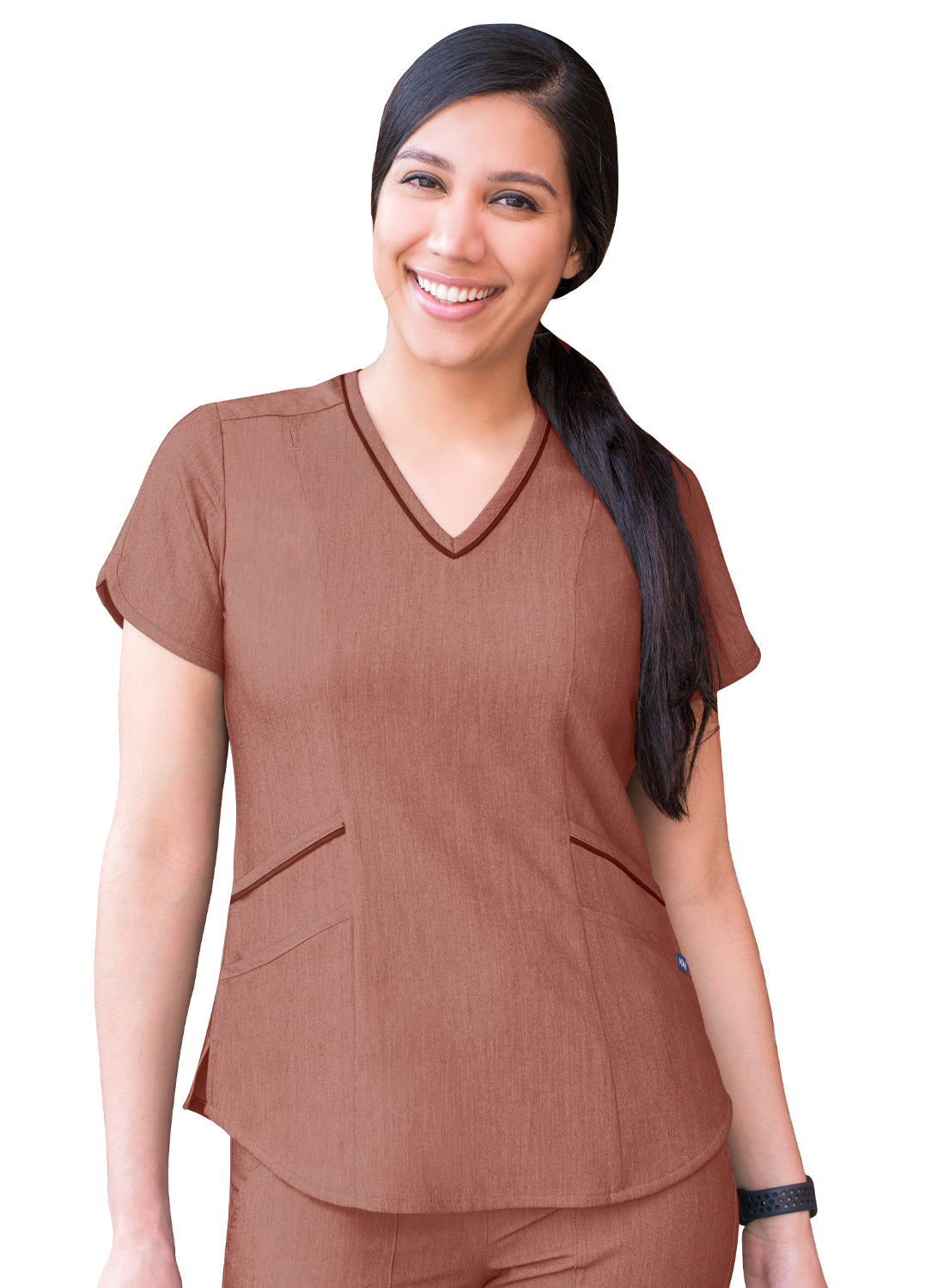 Adar Pro Scrubs for Women feature a Modern V-Neck Scrub Top Heather Pro collection 2X-3X