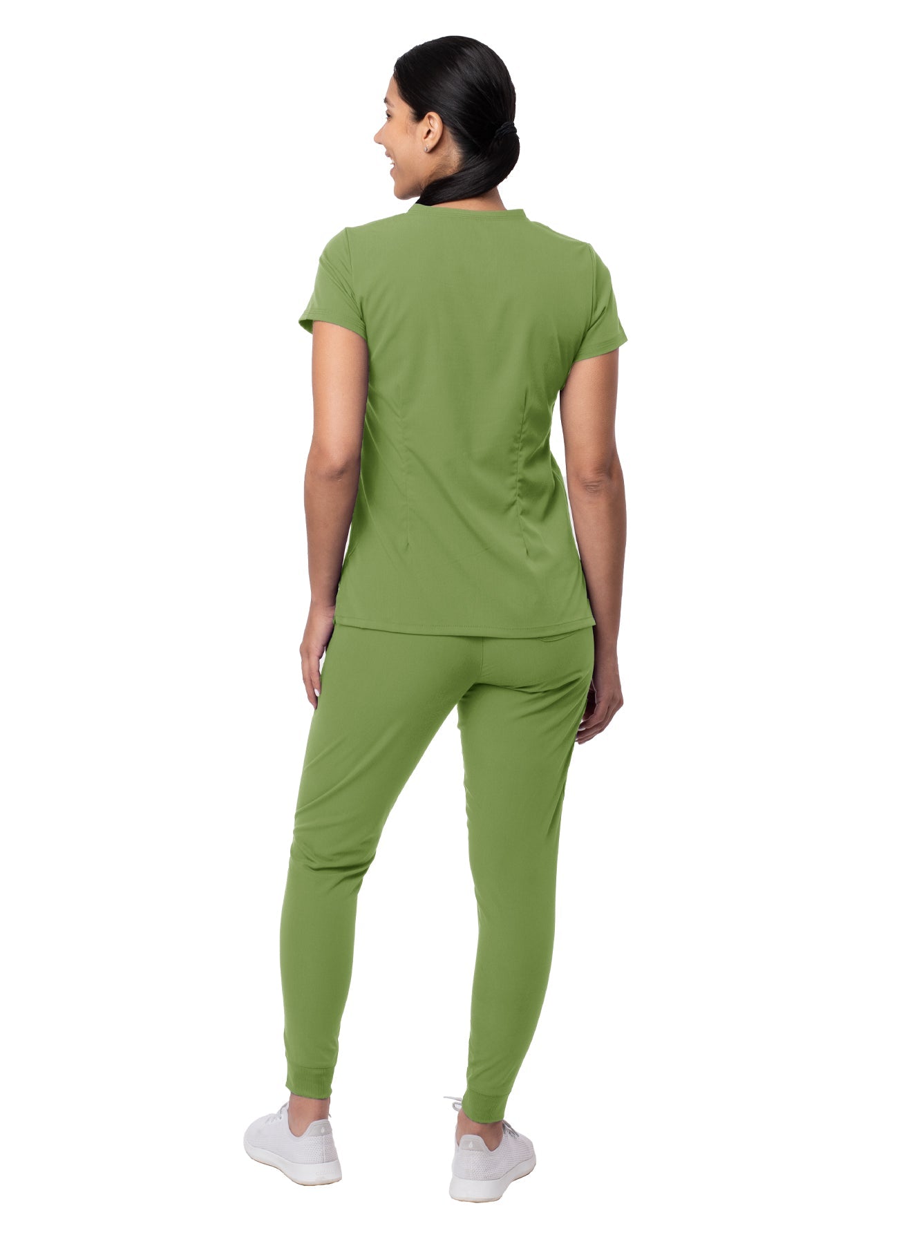 Adar's Pro Movement Booster Scrub set designed for women includes a Sweetheart V-neck Scrub Top and Yoga Jogger Scrub Pants. S-XL