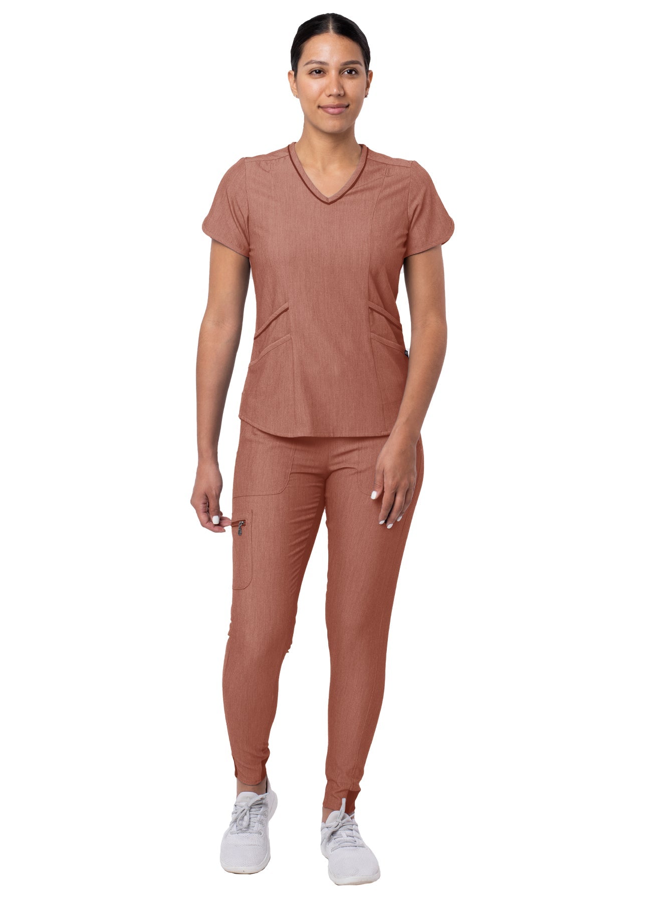 Adar Pro Heather Women's Modern Athletic Jogger Scrub Set (2X-5X)