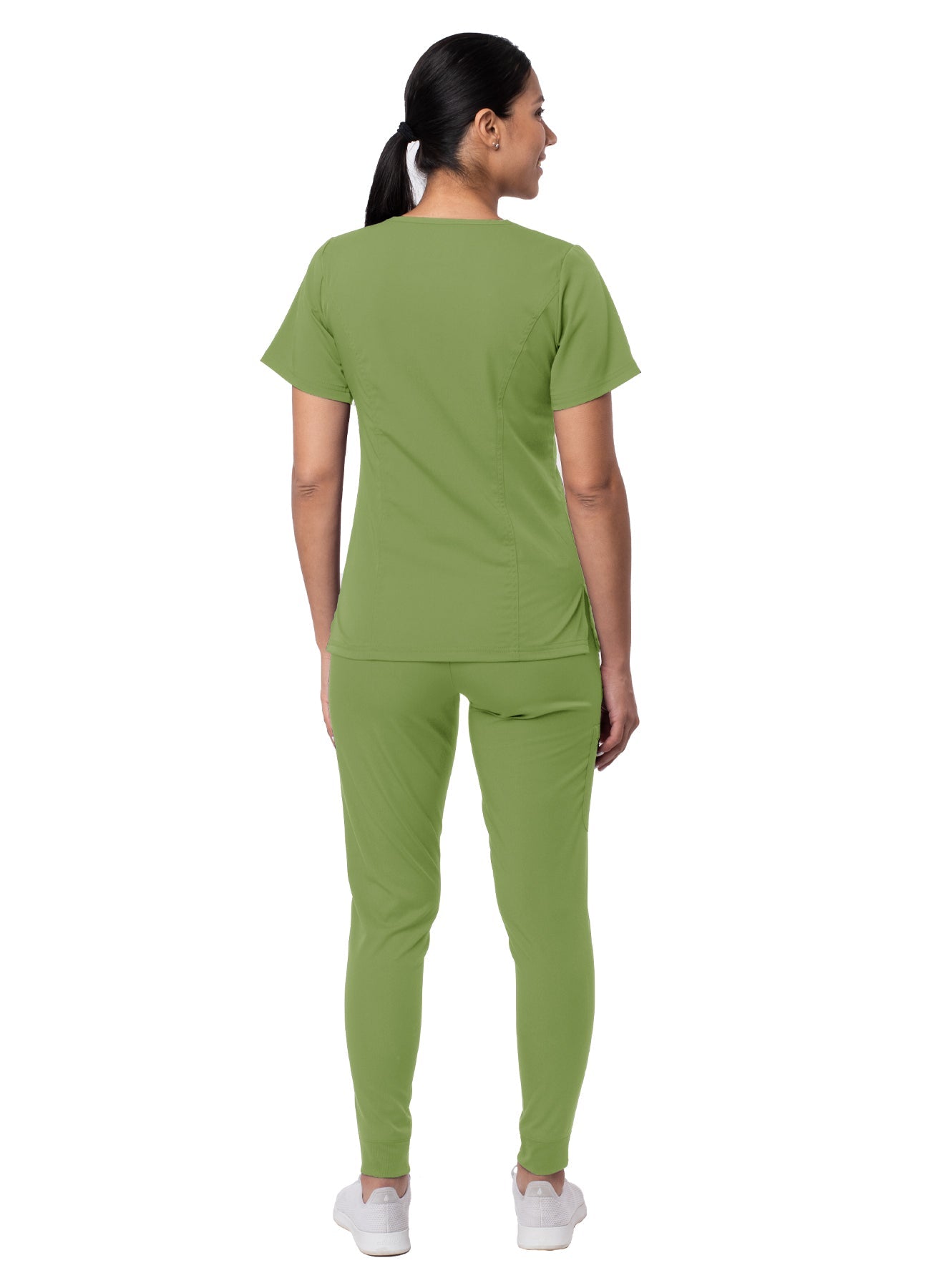 The Adar Pro Flawless Plus Scrub Set for women includes an Elevated V-Neck Top and Jogger Scrub Pants. 2X-3X