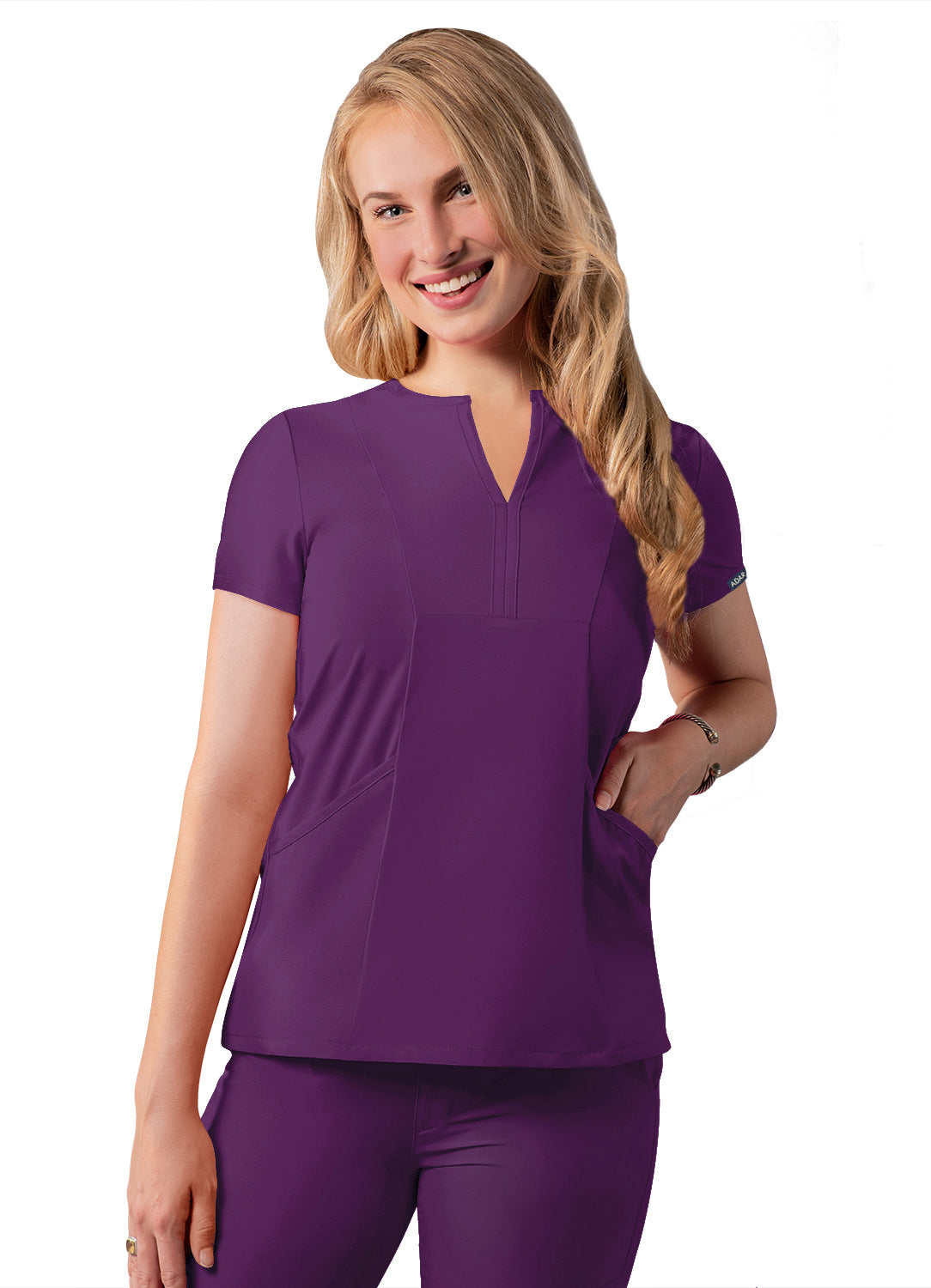 Adar Addition Women's Scrub Top with a Notched V-Neck