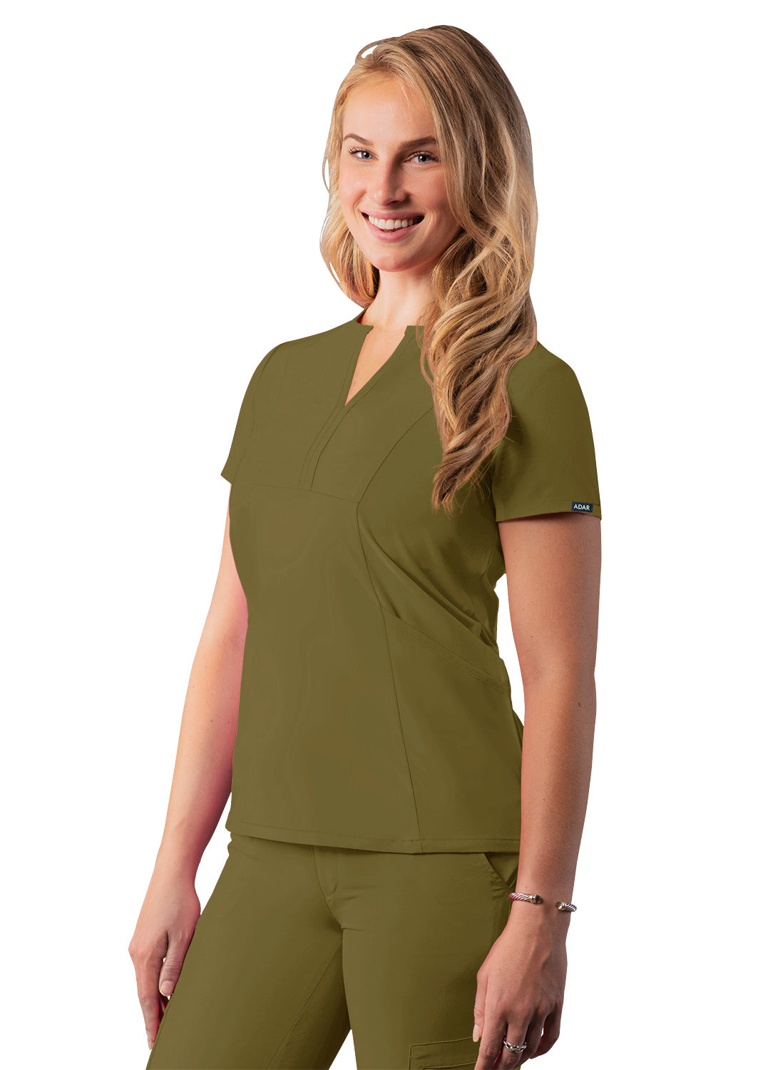 Adar Addition Women's Scrub Top with a Notched V-Neck