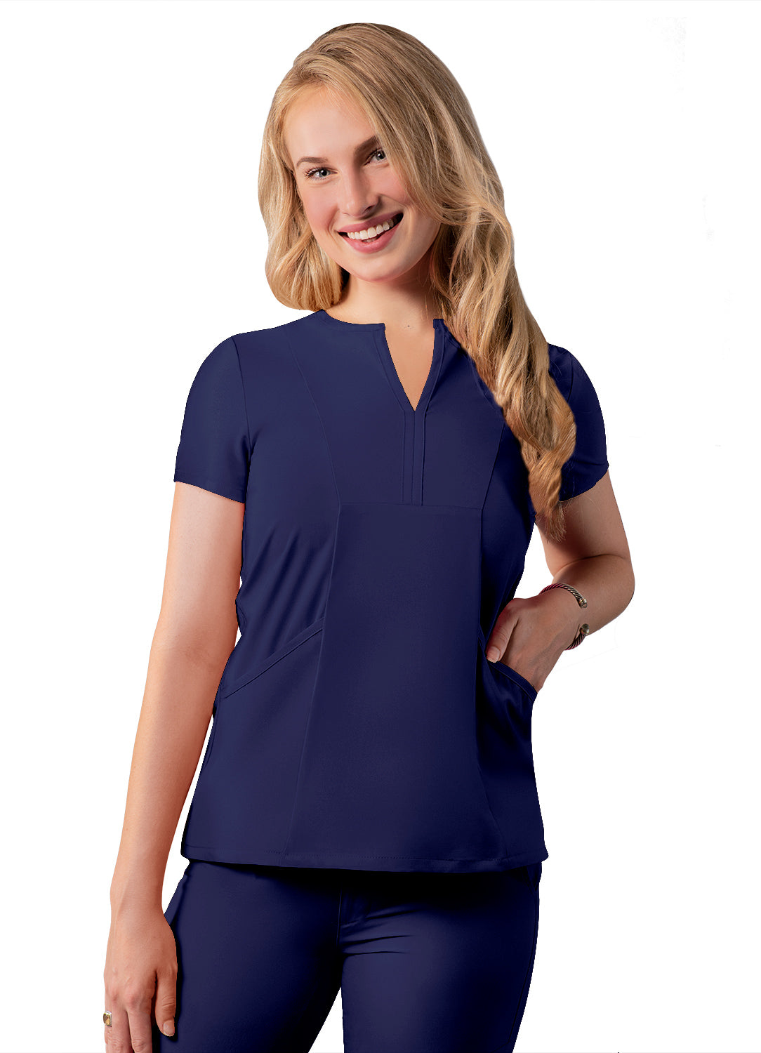 Adar Addition Women's Scrub Top with a Notched V-Neck
