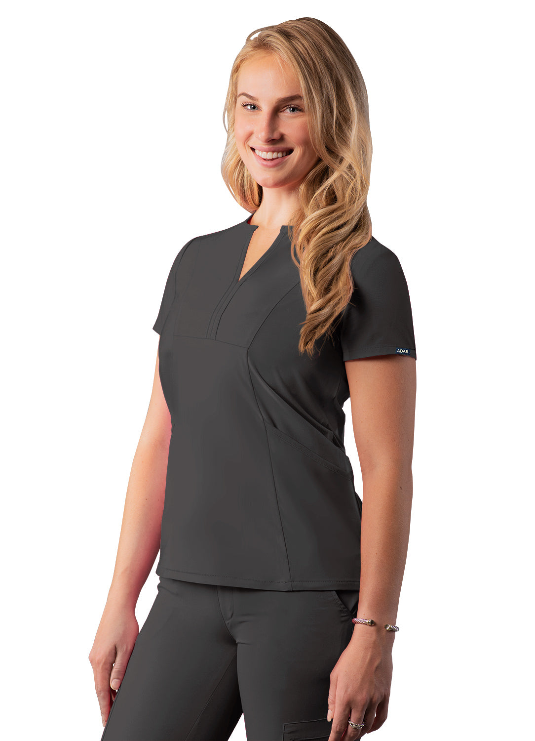 Adar Addition Women's Scrub Top with a Notched V-Neck