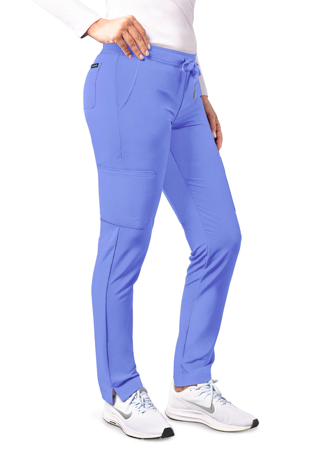 Adar Addition Women's Skinny Leg Cargo Drawstring Scrub Pants
