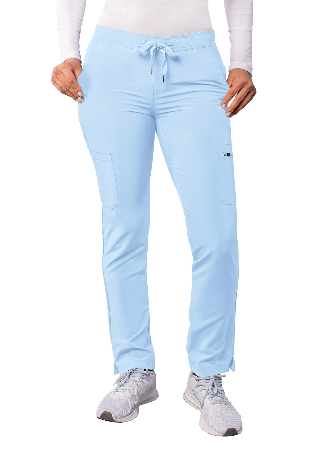 Adar Addition Women's Skinny Leg Cargo Drawstring Scrub Pants