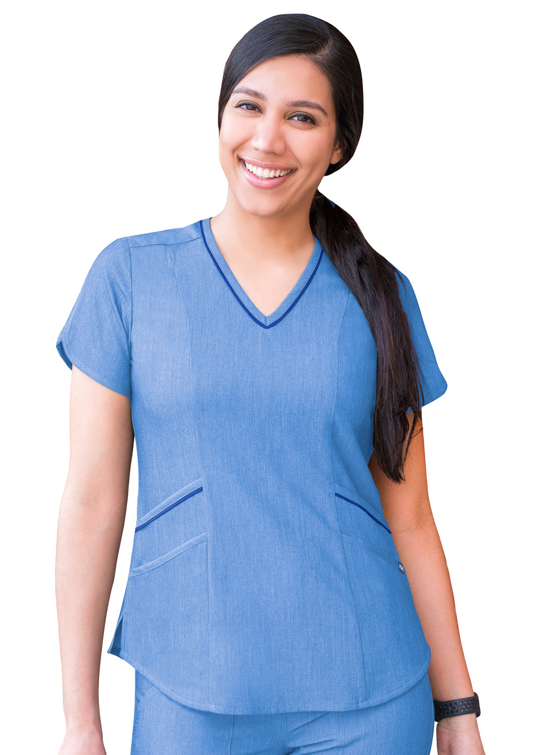 Adar Pro Scrubs for Women feature a Modern V-Neck Scrub Top Heather Pro collection. XXS-XL