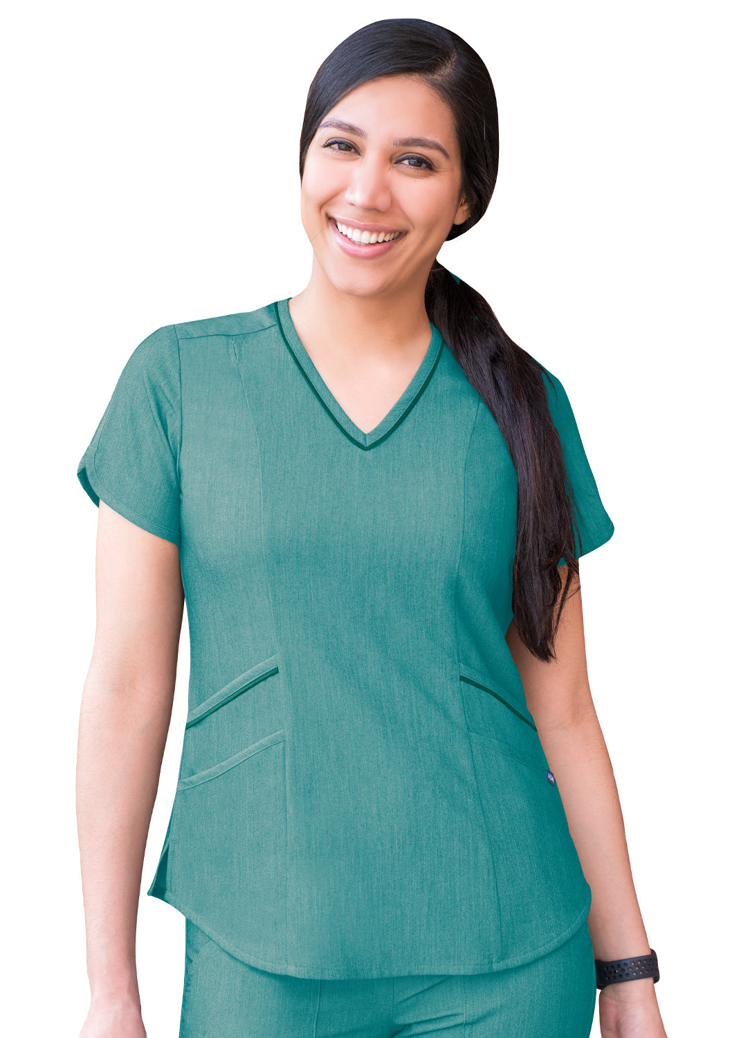 Adar Pro Scrubs for Women feature a Modern V-Neck Scrub Top Heather Pro collection. XXS-XL